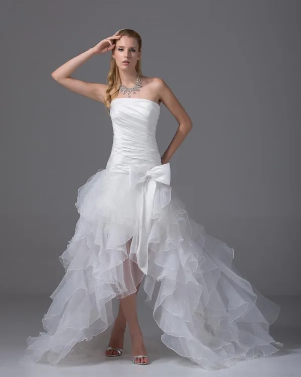 asymmetrical organza wedding dress Asymmetrical Neck Mermaid Bridal Gown Wedding Dress – Rosymae