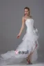 High Low Strapless Bowknot Asymmetrical Organza Satin Woman Mini Wedding Dress