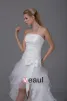 High Low Strapless Bowknot Asymmetrical Organza Satin Woman Mini Wedding Dress