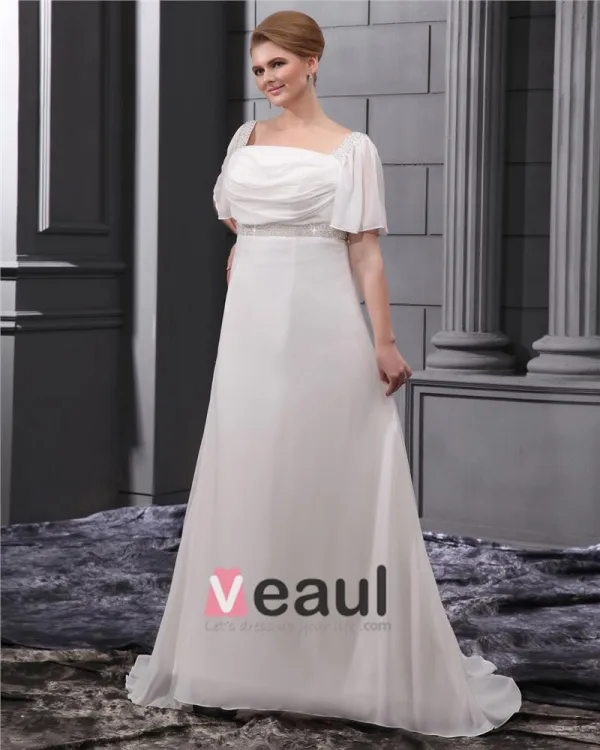 Beading Sash Court Plus Size Bridal Gown Wedding Dress