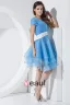 Stylish Organza Satin Silk V Collar Ruffle Back Zipper Beading Belt Knee Length Sleeveless Tiered Cocktail Dress