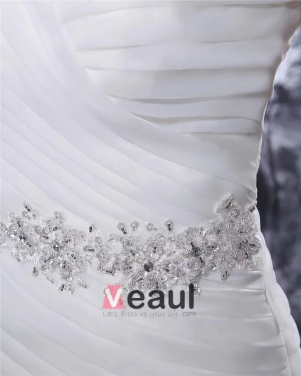 Sweetheart Beading Pleated Floor Length Organza Mermaid Wedding Dress