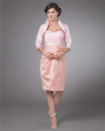 Taffeta Sweetheart Applique Flower Knee Length Mothers Of Bride Guests Dresses