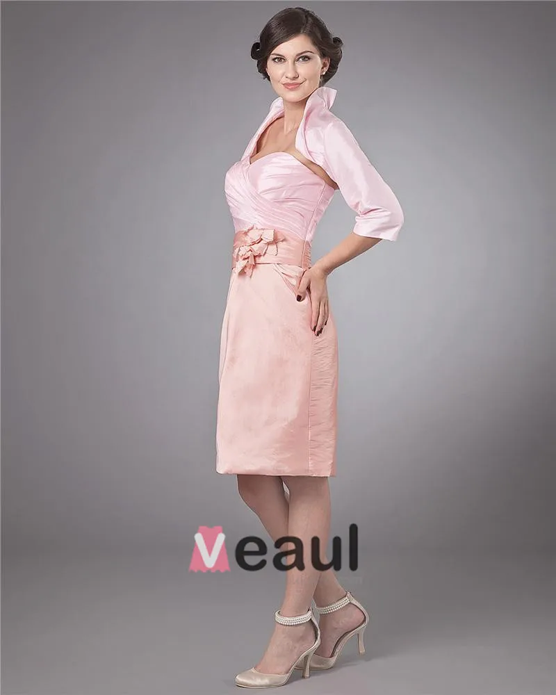 Taffeta Kjaereste Applikasjon Blomst Knelange Modre Av Bruden Gjester Kjoler