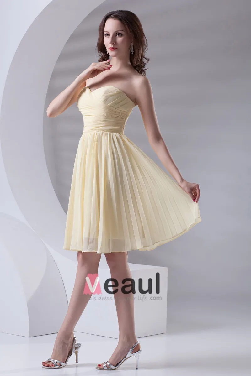 Mote Kjaereste Knelange Krusning Chiffon Brudepikekjoler