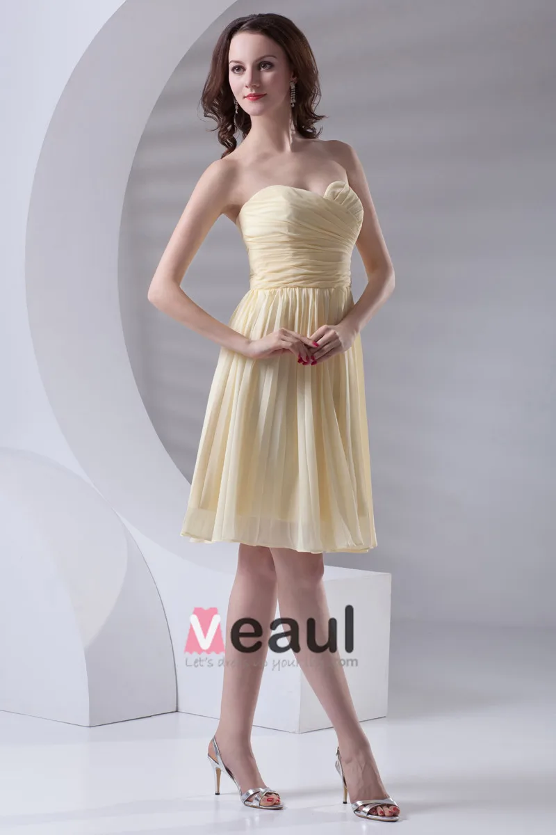 Mote Kjaereste Knelange Krusning Chiffon Brudepikekjoler