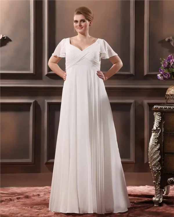 V-ausschnitt Sweep Große Größen Brautkleider Hochzeitskleid