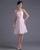 Formal Style Strapless Knee Length Beading Pleated Chiffon Bridesmaid Dress