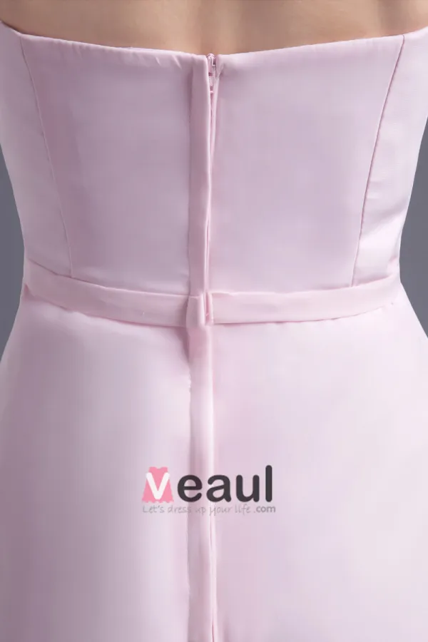 Style De Longueur Genou Bretelles Formel Perlant La Robe De Demoiselle D'honneur De Mousseline De Soie Plissee