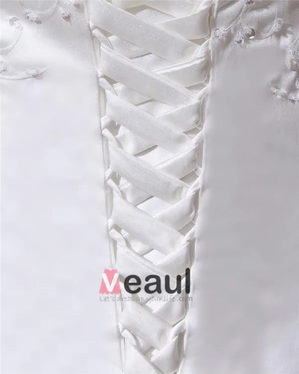 Satin Tribunal Scoop De Broderie Plus La Taille Robe De Mariage Nuptiale Robe