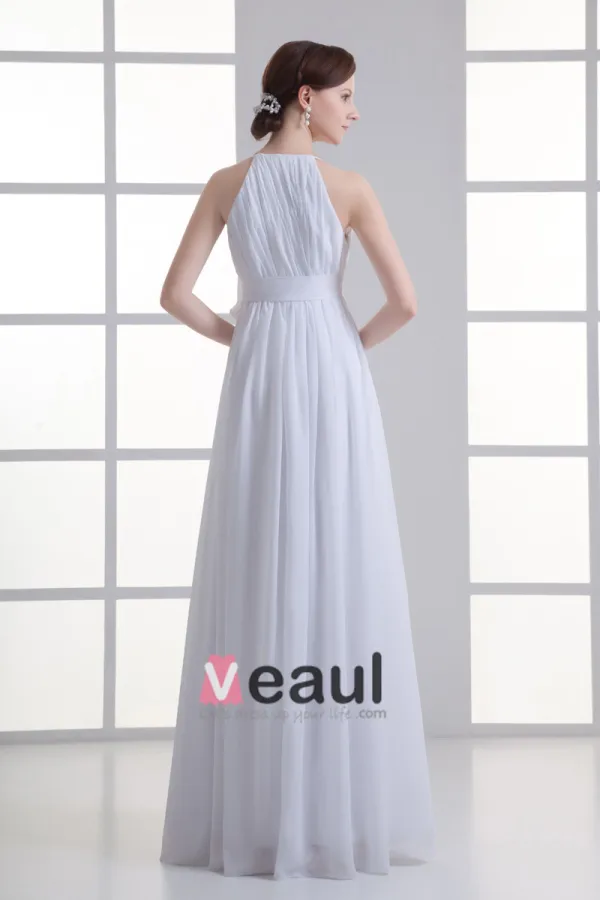 En Mousseline A Volants Noeud Boule De Longueur De Plancher Plisse Robe De Mariée Empire