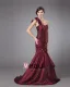 Taffeta Ruffle Beading One Shoulder Mermaid Floor Length Mothers of Bride Guests Dresses