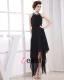 Chiffon Beading Halter Sleeveless Backless Zipper Asymmetrical Pleated Prom Cocktail Dress