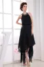 Chiffon Beading Halter Sleeveless Backless Zipper Asymmetrical Pleated Prom Cocktail Dress