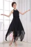 Chiffon Beading Halter Sleeveless Backless Zipper Asymmetrical Pleated Prom Cocktail Dress