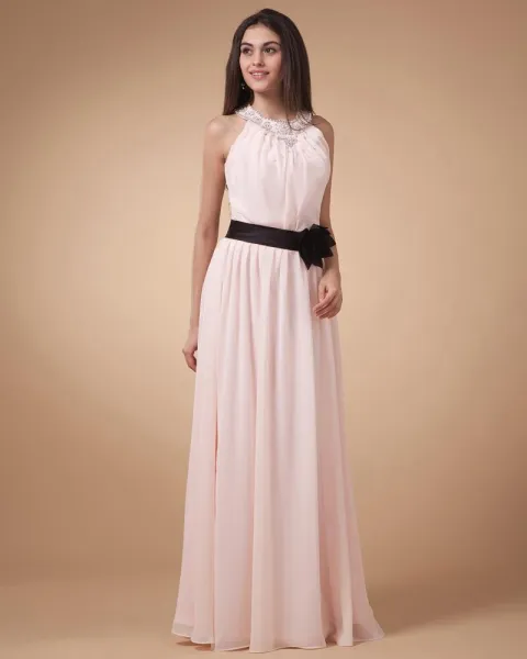 Graceful Strapless Chiffon Floor Length Bridesmaid Dress Gown