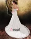Satin Tulle Beading Flower Rhinestone Strapless Court Train Mermaid Wedding Dress