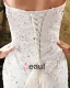 Satin Tulle Beading Flower Rhinestone Strapless Court Train Mermaid Wedding Dress