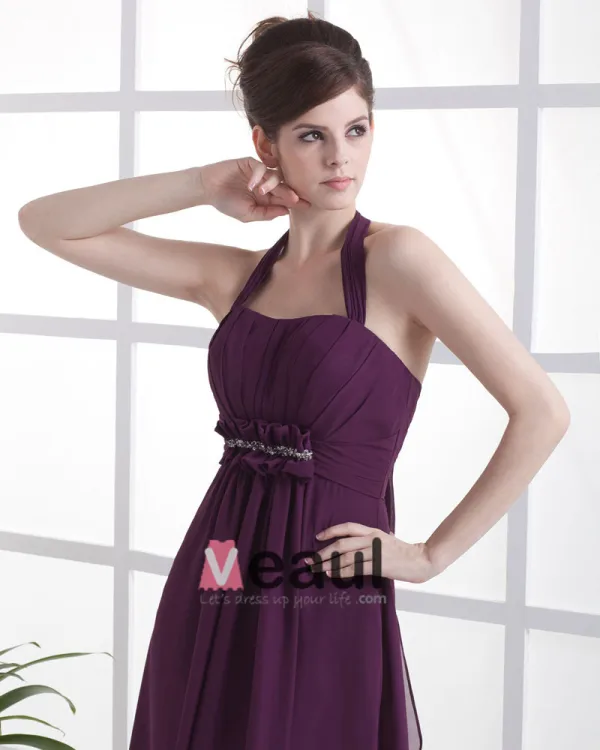 Ruffle Chiffon Shoulder Straps Floor Length Bridesmaid Dress Gown