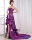 Asymmetrisk Lengde Ermelos Kjaereste Halsen Beading Plissert Taffeta Kvinne Hoy Lav Ballkjoler