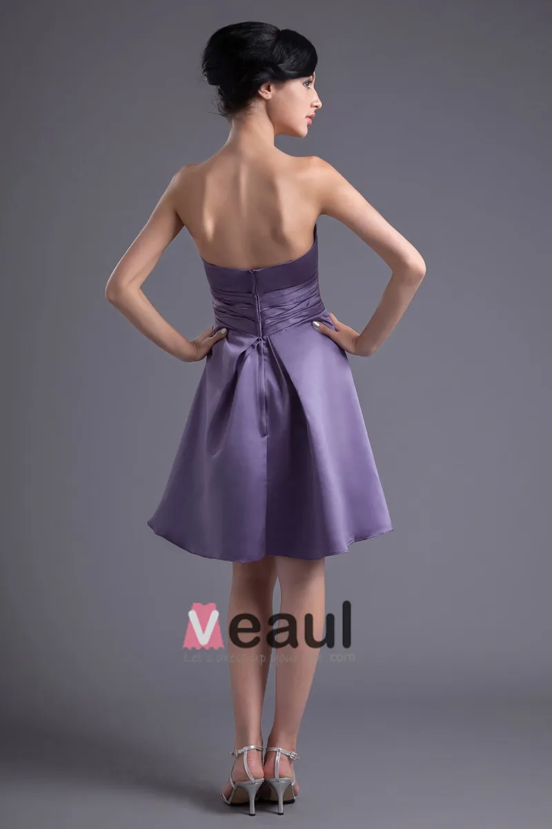 Mote Satin Plissert Blomst Kjaereste Knelange Brudepikekjoler