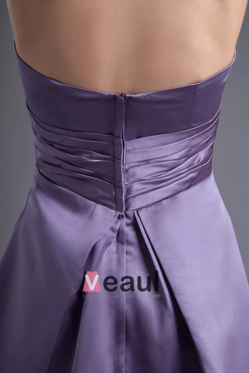 Mote Satin Plissert Blomst Kjaereste Knelange Brudepikekjoler