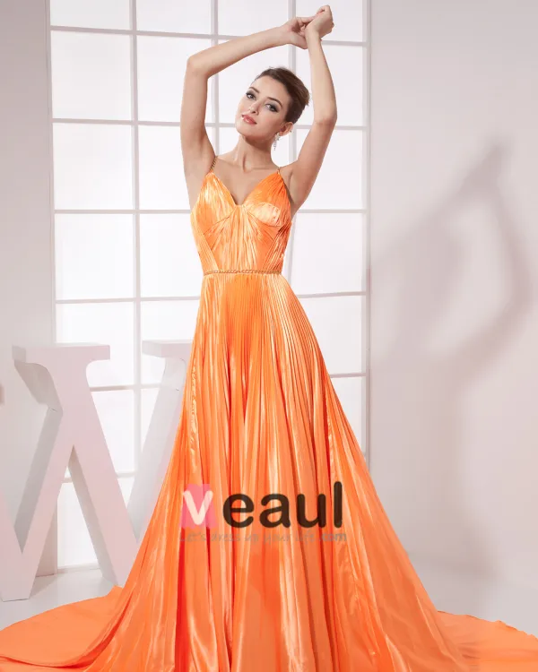 Charmeuse Silk V Neck Sleeveless Zipper Ruffle Floor Length Woman Evening Dress
