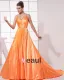 Charmeuse Silk V Neck Sleeveless Zipper Ruffle Floor Length Woman Evening Dress