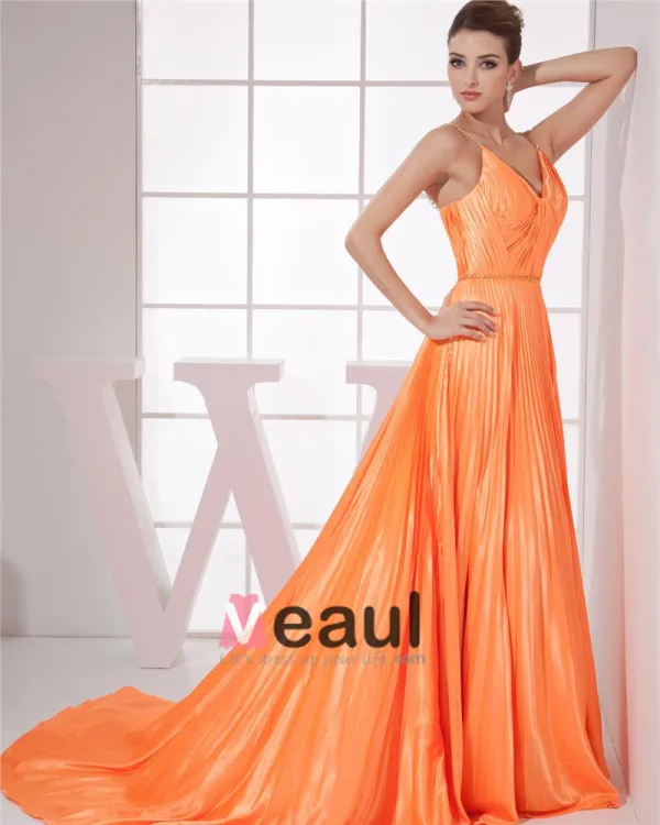 Charmeuse Silk V Neck Sleeveless Zipper Ruffle Floor Length Woman Evening Dress