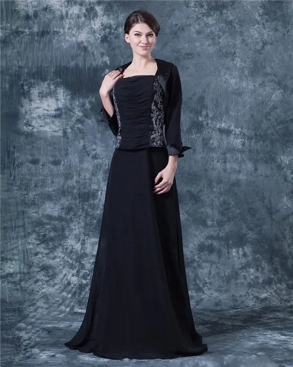 Chiffon Spaghetti Stropp Gulv Lengde Mor Til Bruden Kjole