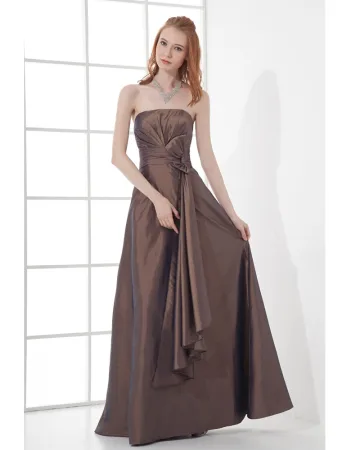 Taffetas Plisse Mode Noeud De Chaussee Robe De Demoiselle D Honneur De Longueur Sans Bretelles
