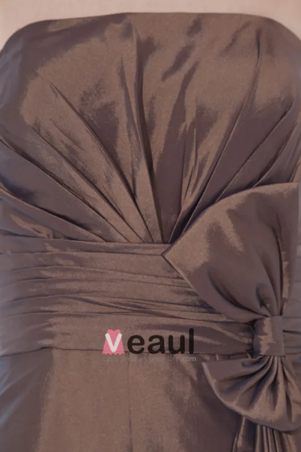 Taffetas Plisse Mode Noeud-de-chaussee Robe De Demoiselle D'honneur De Longueur Sans Bretelles