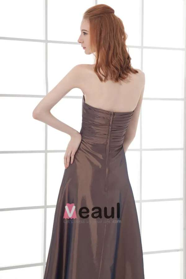 Taffetas Plisse Mode Noeud-de-chaussee Robe De Demoiselle D'honneur De Longueur Sans Bretelles