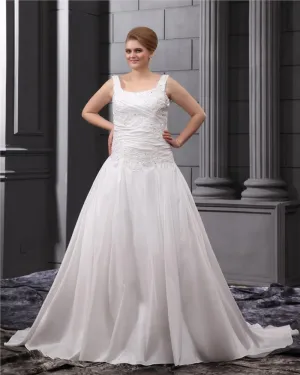 Satin Applique Cour Autour Du Cou Plus La Taille Robe De Mariage Nuptiale Robe