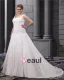 Satin Applique Round Neck Court Plus Size Bridal Gown Wedding Dress