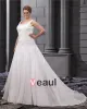 Satin Applique Round Neck Court Plus Size Bridal Gown Wedding Dress