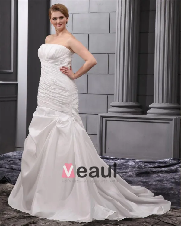 Taffeta Ruffle Court Plus Size Bridal Gown Wedding Dress