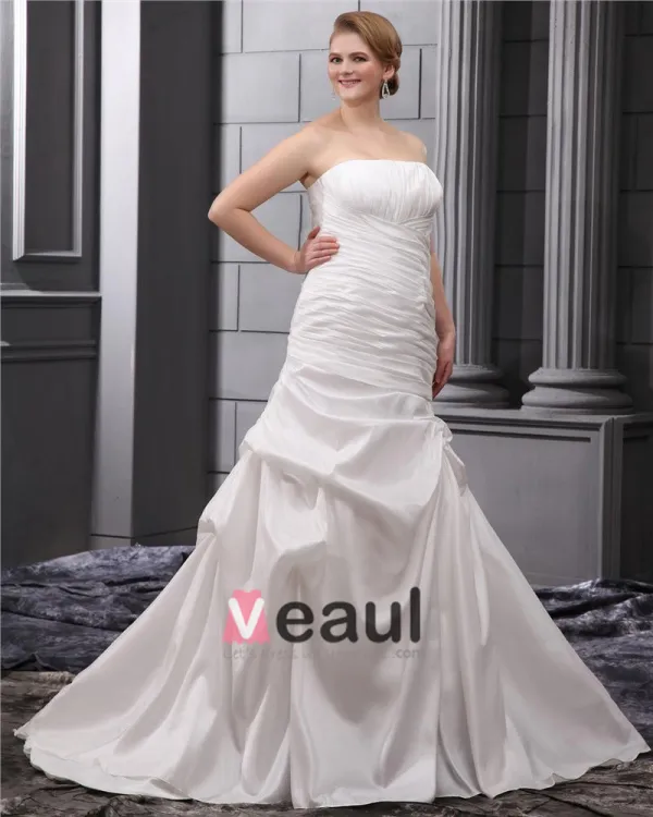 Taffeta Ruffle Court Plus Size Bridal Gown Wedding Dress