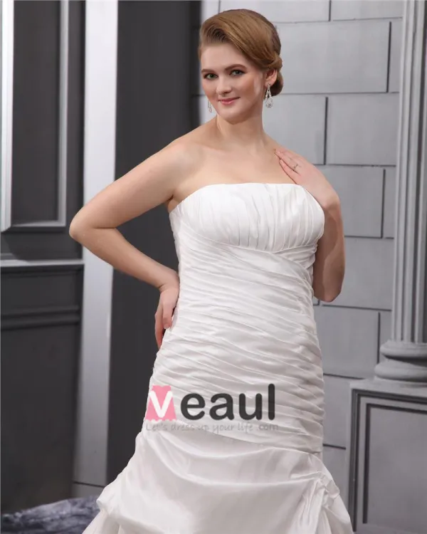 Taffeta Ruffle Court Plus Size Bridal Gown Wedding Dress