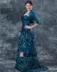 Taffeta Kjaereste Krusning Blomst Gulv Lengde Modre Av Bruden Gjester Kjoler
