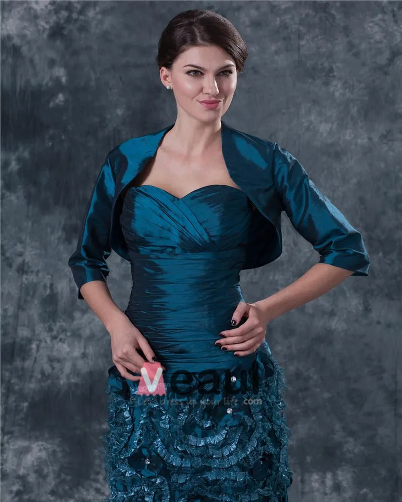 Taffeta Kjaereste Krusning Blomst Gulv Lengde Modre Av Bruden Gjester Kjoler