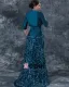 Taffeta Kjaereste Krusning Blomst Gulv Lengde Modre Av Bruden Gjester Kjoler