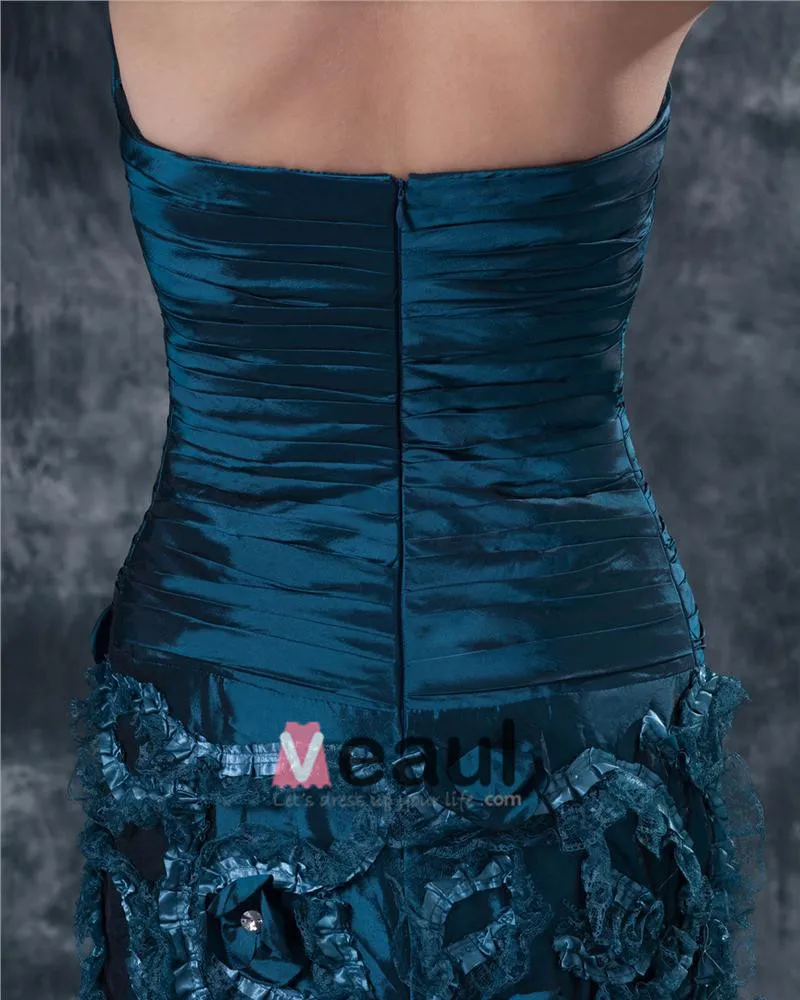 Taffeta Kjaereste Krusning Blomst Gulv Lengde Modre Av Bruden Gjester Kjoler