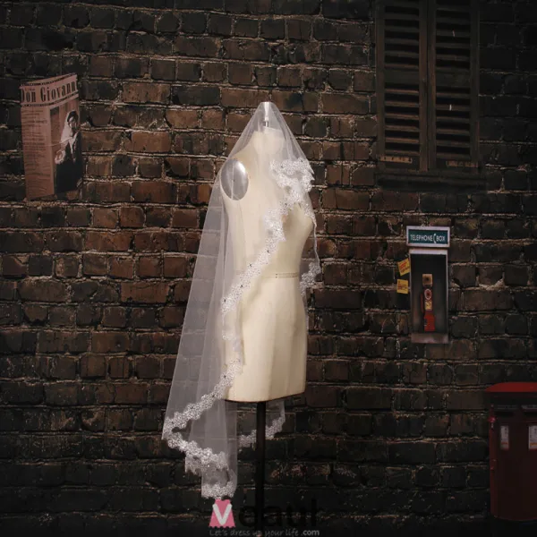 Bridal Long Sequined Appliques Lace Veil Material