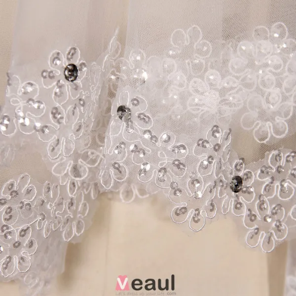 Bridal Long Sequined Appliques Lace Veil Material