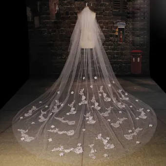 Long White Lace Veil Material