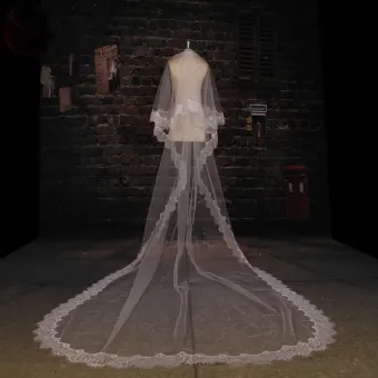 Long Tailing Milky Lace Veil Soft Yarn Material