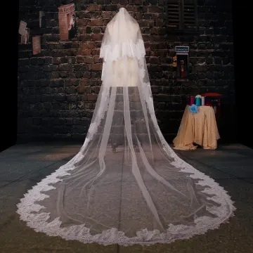 175cm Long Tailing Lace Veil Soft Yarn Material