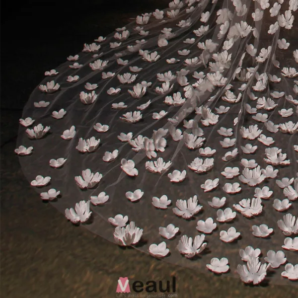 175 cm Longue Queue Fleurs A La Main Voile De Dentelle Materiau De Fil Souple