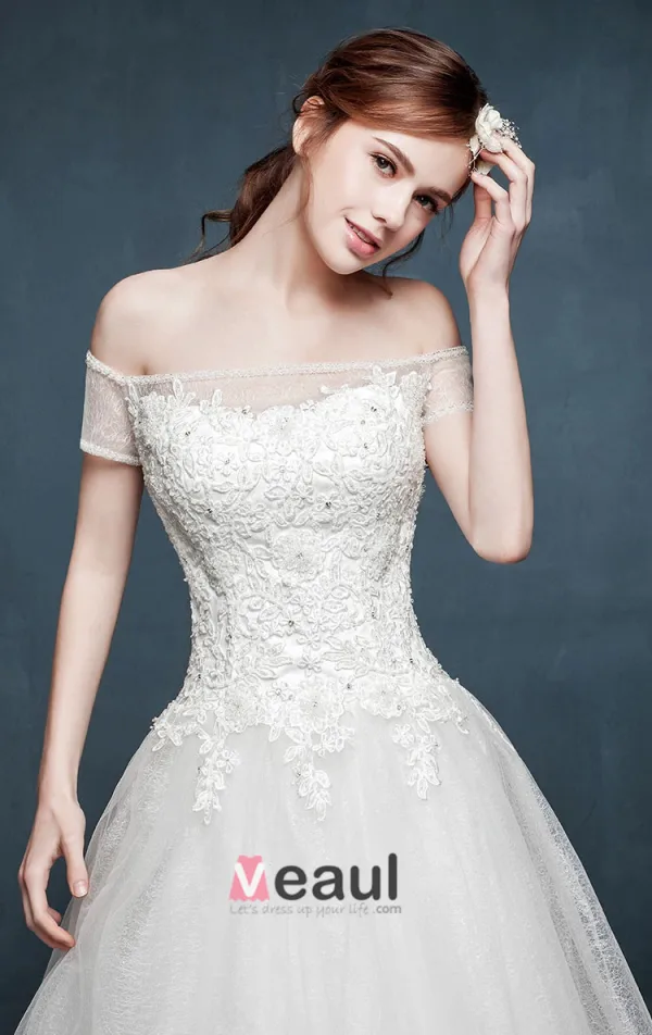 Parole Epaule Dentelle De Fuite A Long Mariage Romantique Habiller La Mariée Gorn
